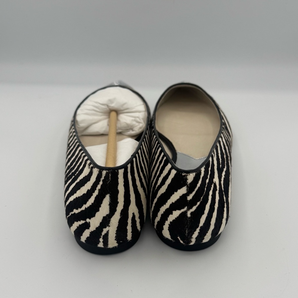 Michael Kors Paxton Leather Calf Hair Zebra Flats with Silver Tone Accents NIB - Picture 5 of 11